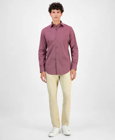 Alfani Men's Slim-fit Spots Macro Diamond Print Dress Shirt, Macy's Exclusive In Pink