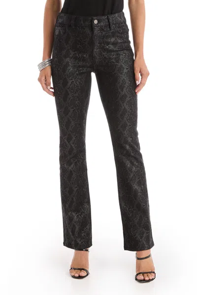 The Noli Shop Aria Coated Flare Jean - Python In Black