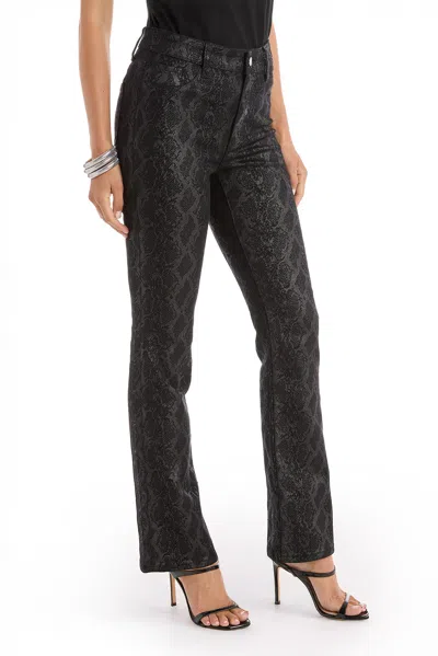 The Noli Shop Aria Coated Flare Jean - Python In Black