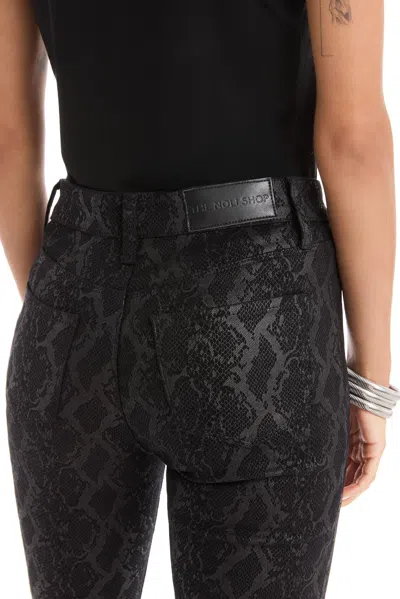 The Noli Shop Aria Coated Flare Jean - Python In Black