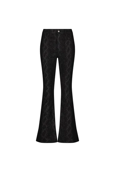 The Noli Shop Aria Coated Flare Jean - Python In Black