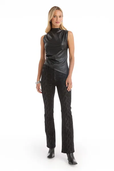 The Noli Shop Zaina Leather Top In Black