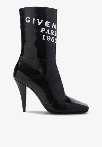 Givenchy Sliced Square Patent Leather Ankle Boots In Black