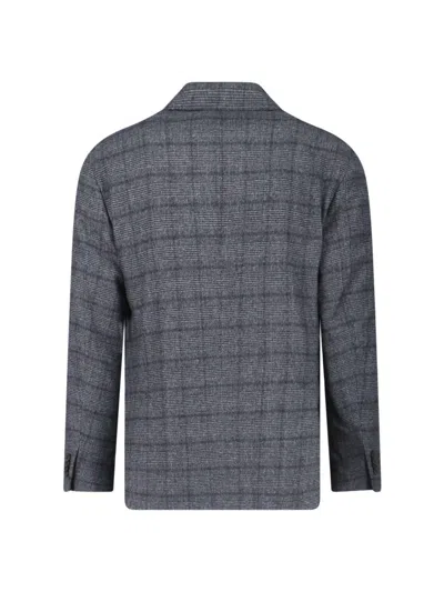 Boglioli Double-breasted Check Pattern Blazer Jacket In Gray