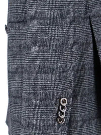 Boglioli Double-breasted Check Pattern Blazer Jacket In Gray