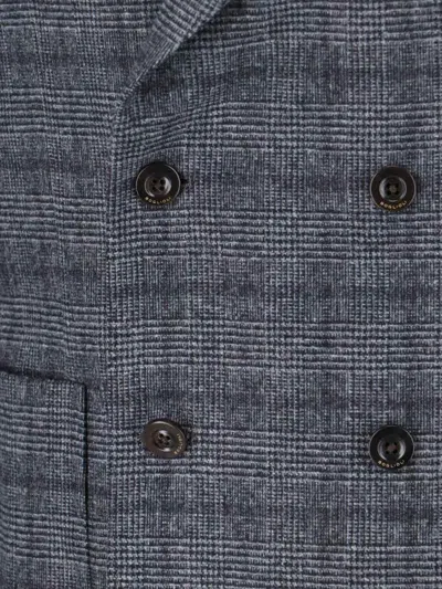 Boglioli Double-breasted Check Pattern Blazer Jacket In Gray