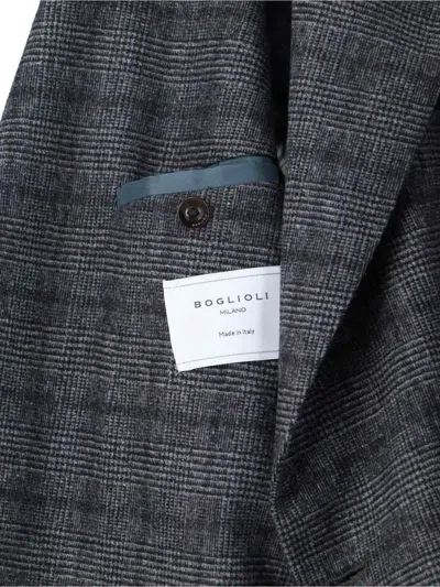 Boglioli Double-breasted Check Pattern Blazer Jacket In Gray