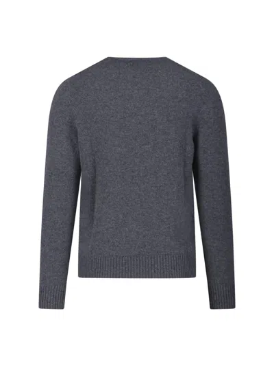Drumohr Textured Knit Grey Sweater With Round Neckline In Gray