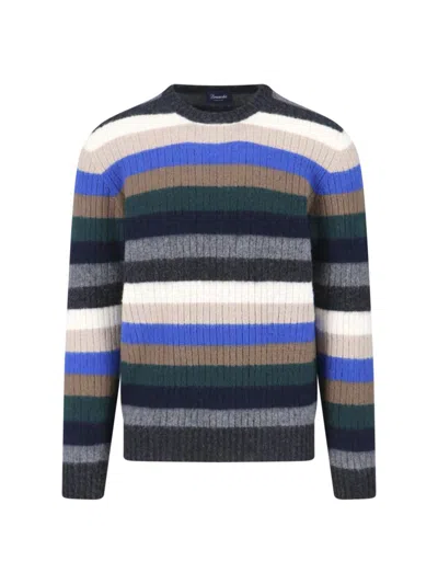 Drumohr Striped Crew Neck Long Sleeve Sweater In Multi