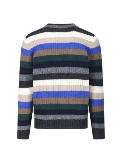 Drumohr Striped Crew Neck Long Sleeve Sweater In Multi