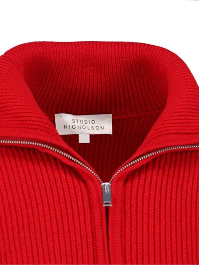 Studio Nicholson Classic Knit Sweater In Rich Red Hue In Red