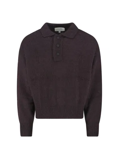 Studio Nicholson Classic Knit Sweater In Rich Brown Hue In Burgundy