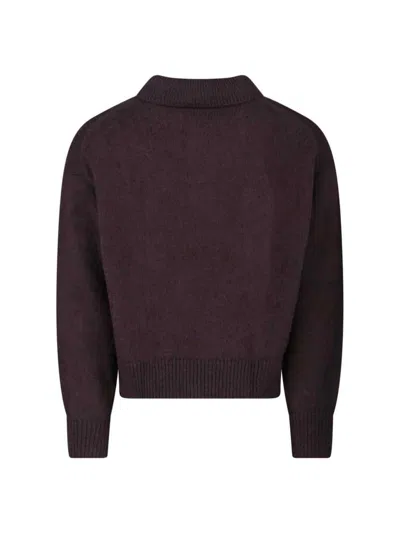 Studio Nicholson Classic Knit Sweater In Rich Brown Hue In Burgundy