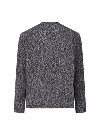 Studio Nicholson Textured Multicolour Sweater With Dynamic Pattern In Gray