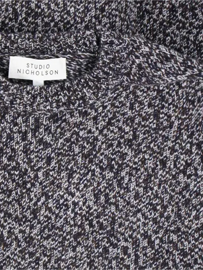 Studio Nicholson Textured Multicolour Sweater With Dynamic Pattern In Gray
