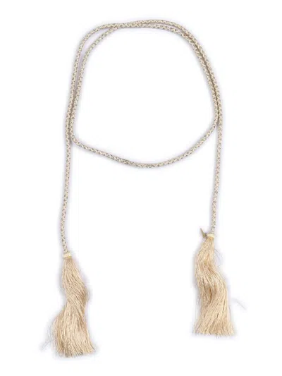 Forte Forte Lace Belt With Crystals And Tassels Insert In Gold