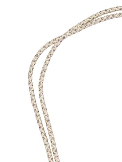 Forte Forte Lace Belt With Crystals And Tassels Insert In Gold