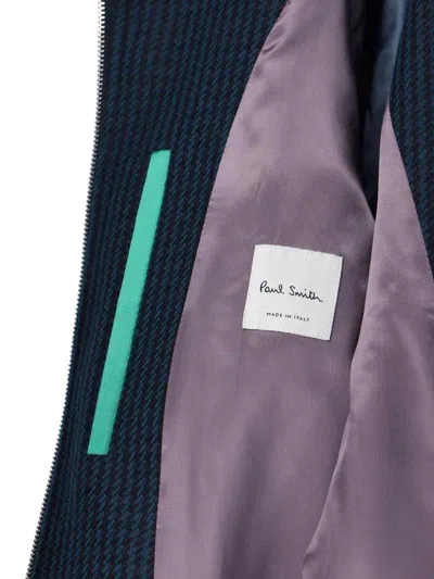 Paul Smith Modern High Collar Jacket With Snap Detail In Blue