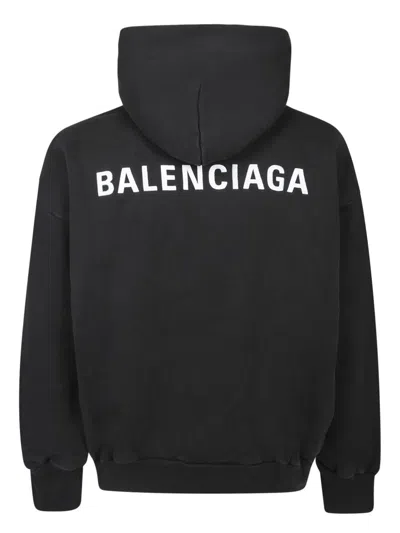 Balenciaga Relaxed-fit Cotton Hooded Sweatshirt With Design In Black