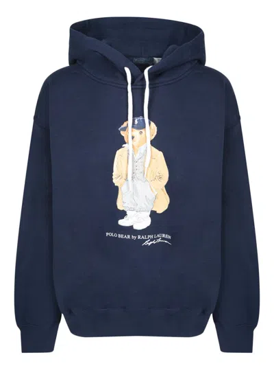Polo Ralph Lauren Navy Blue Polo Bear Hoodie In Blue