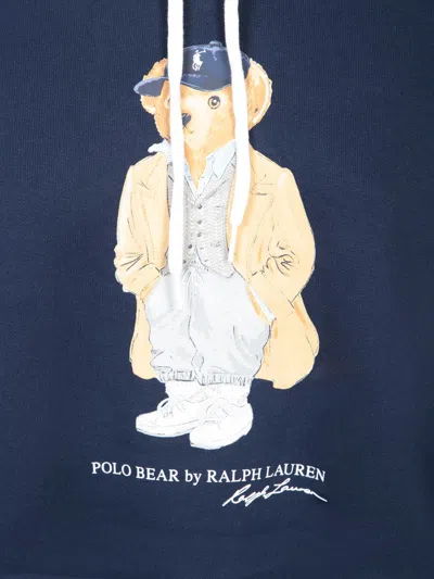 Polo Ralph Lauren Navy Blue Polo Bear Hoodie In Blue