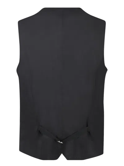 Tagliatore Velvet Button-front Vest In Black