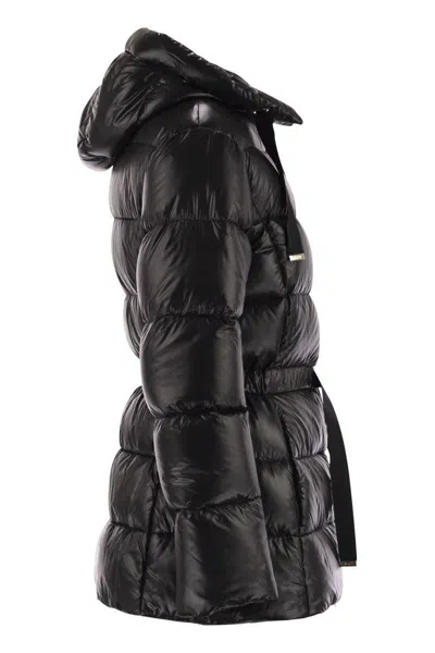 Herno Ultralight Nylon Down Jacket With Drawstring Waist In Black