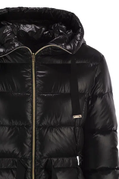 Herno Ultralight Nylon Down Jacket With Drawstring Waist In Black