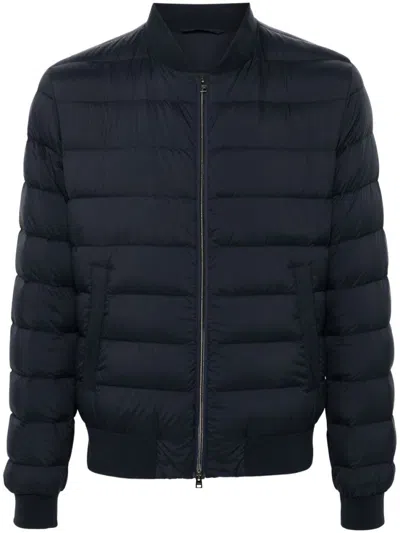 Herno Short Down Jacket Baseball Collar In Blue