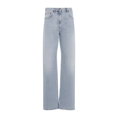 Valentino Straight Trousers With Pockets And Belt Loops In Blue