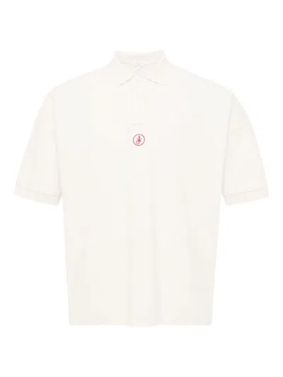 Jw Anderson Men Short-sleeve Polo Shirt With Logo In Neutral