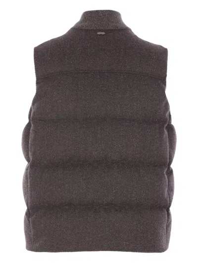 Agnona Wool-blend Padded Gilet In Brown