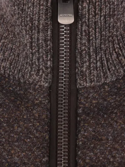 Agnona Wool-blend Padded Gilet In Brown