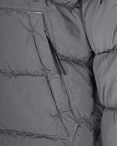 C.p. Company Quilted Gunmetal Padded Jacket With Hidden Hood In Gray