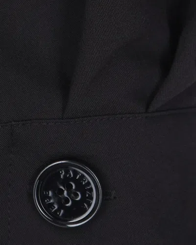 Patrizia Pepe Structured High-neck Top With Textured Fabric And Decorative Button Detail In Black