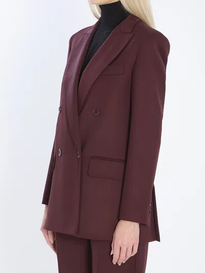 Max Mara Double-breasted Wool Blazer Jackets Bordeaux In Multi