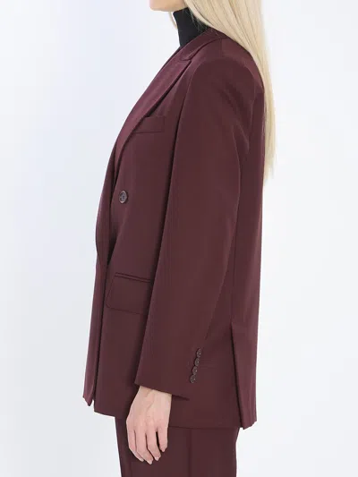 Max Mara Double-breasted Wool Blazer Jackets Bordeaux In Multi