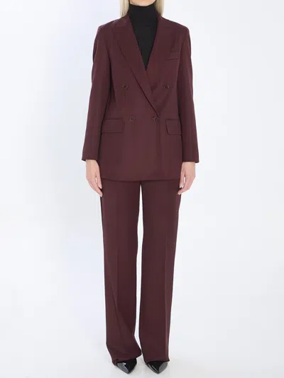 Max Mara Double-breasted Wool Blazer Jackets Bordeaux In Multi