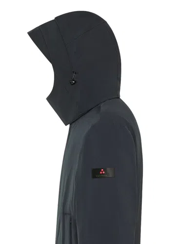 Peuterey Graphite Blue Technical Coat With Eco-friendly Fabric In Black