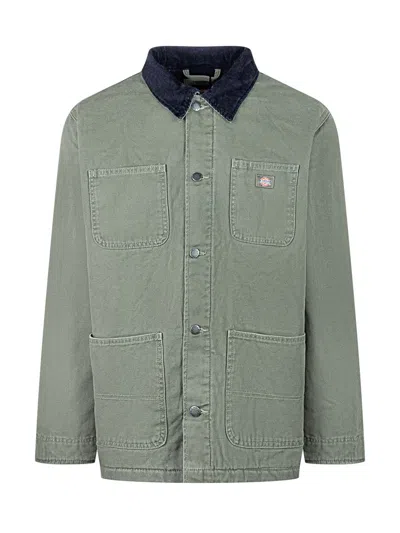 Dickies Green Jacket With Contrast Collar In Gray