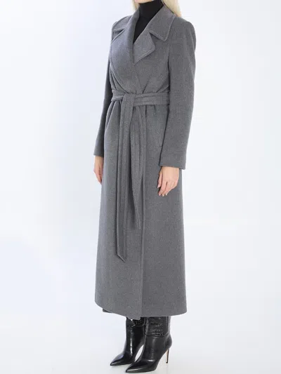 Tagliatore Long Cashmere Coat Removable Belt In Gray