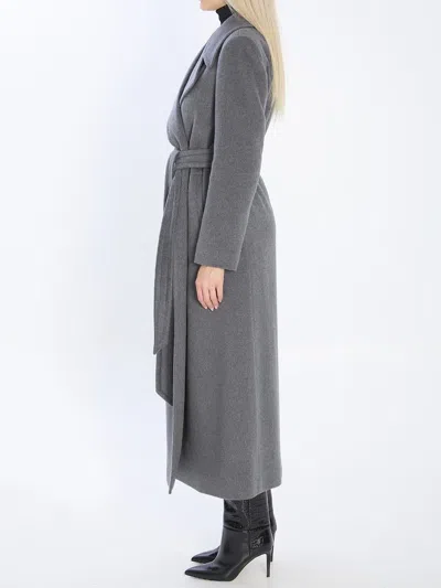 Tagliatore Long Cashmere Coat Removable Belt In Gray