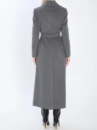 Tagliatore Long Cashmere Coat Removable Belt In Gray