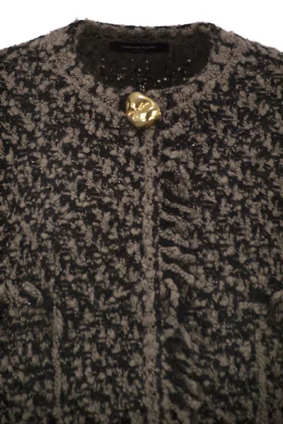 Fabiana Filippi Fringed Jacket In Wool Blend In Multi