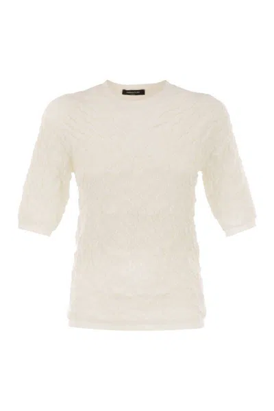 Fabiana Filippi Slim-fit Jumper With Embossed Finish In White
