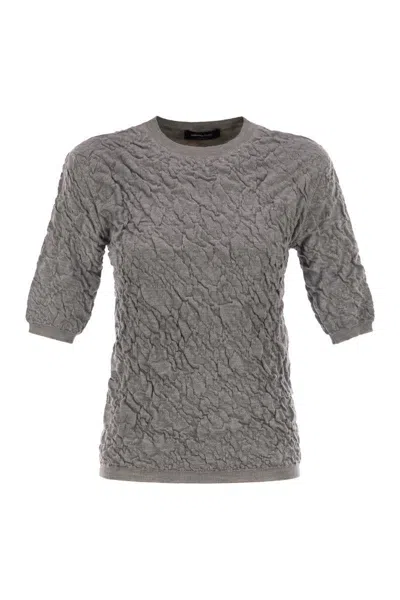 Fabiana Filippi Slim-fit Jumper With Embossed Finish In Gray