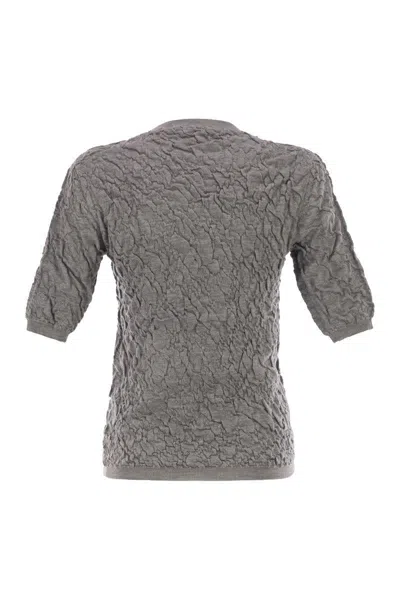 Fabiana Filippi Slim-fit Jumper With Embossed Finish In Gray