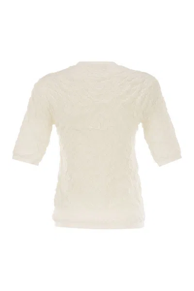 Fabiana Filippi Slim-fit Jumper With Embossed Finish In White