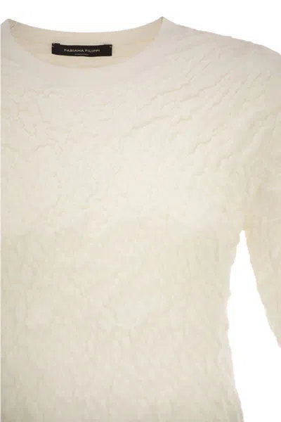 Fabiana Filippi Slim-fit Jumper With Embossed Finish In White