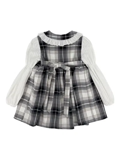 La Stupenderia Tartan-pattern Bow-detail Dress In Black
